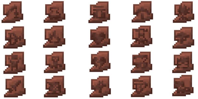 Minecraft All Pottery Shards Displayed, white background