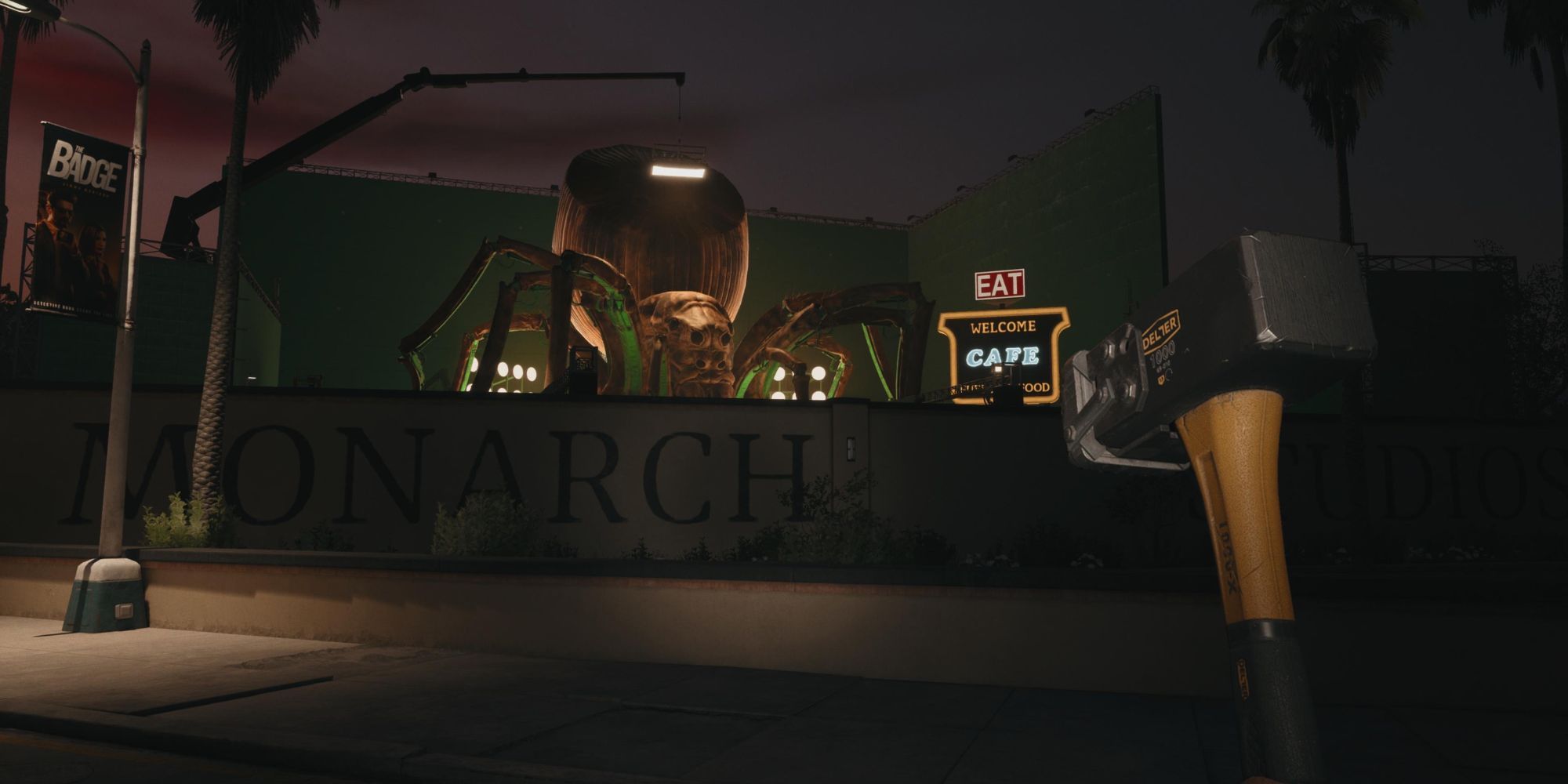 The giant mechanical spider in Monarch Studios in Dead Island 2