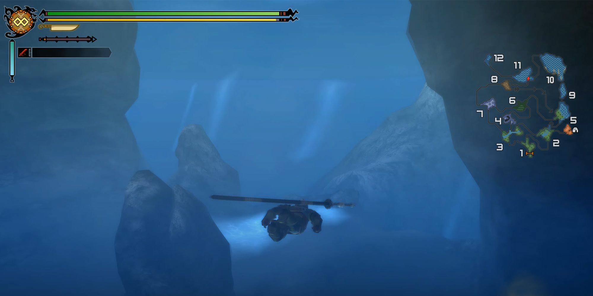 Monster Hunter - Example Of Player Underwater In MH3U