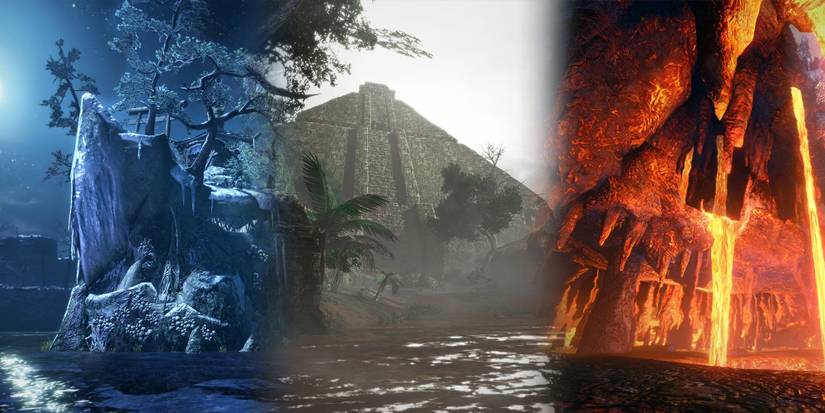 Monster Hunter Rise - Landscape Images Of Frost Islands, Flooded Forest, and Lava Caverns