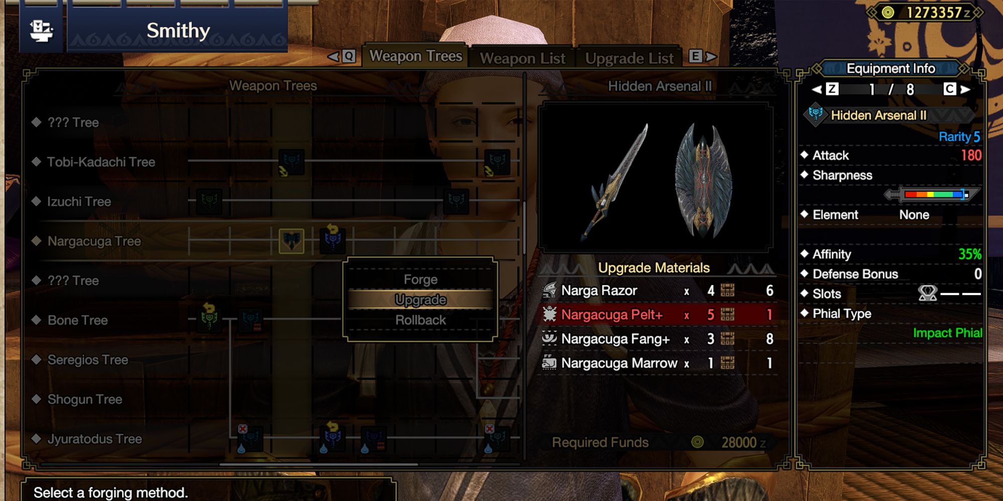 Monster Hunter Rise - Looking At A Weapon That Uses Naga Marrow In-Game