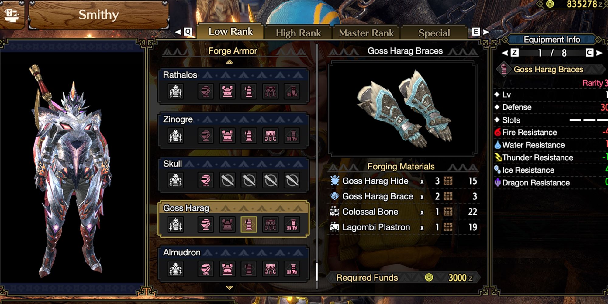 Monster Hunter Rise - Looking At Goss Harag Gauntlets At The Smithy