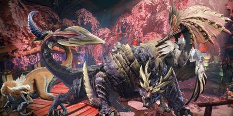 Great Izuchi, Magnamalo, and Aknosom from Monster Hunter Rise