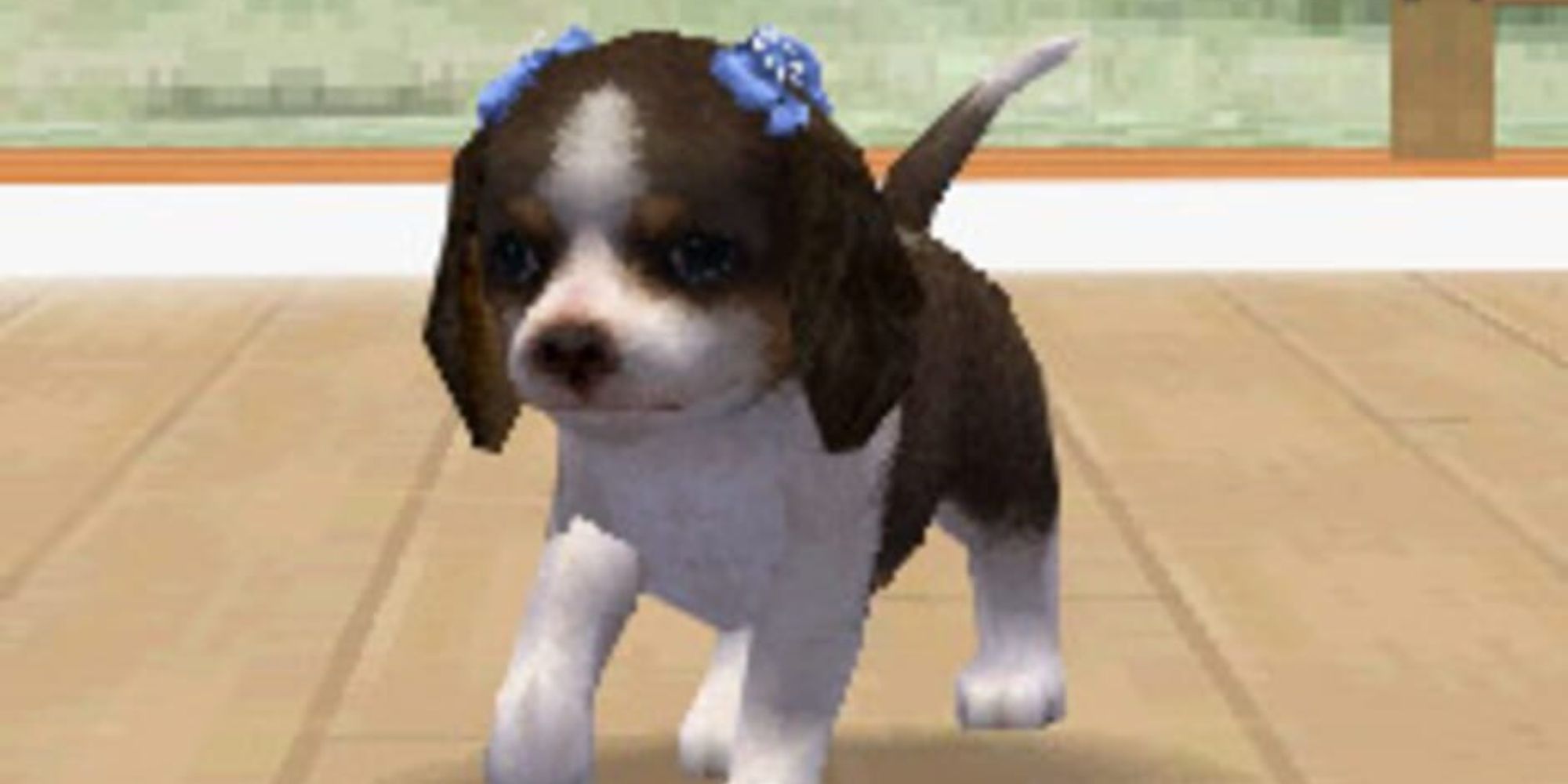 A dog with bows in Nintendogs