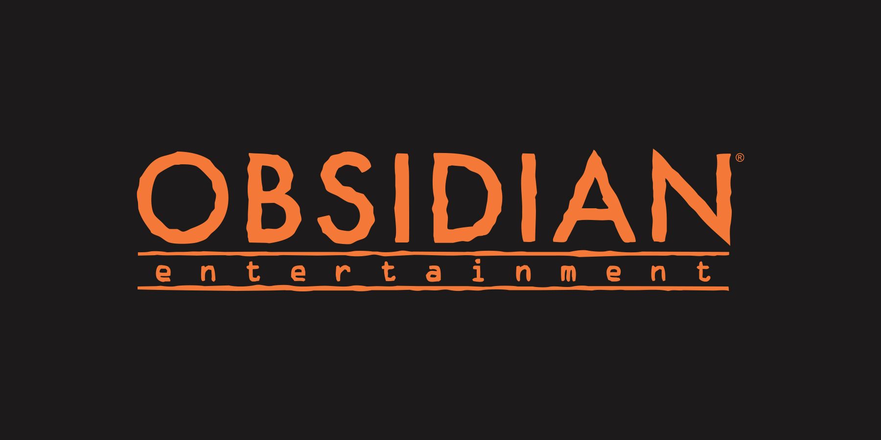 Obsidian Entertainment Crayola Orange on Eerie Black logo