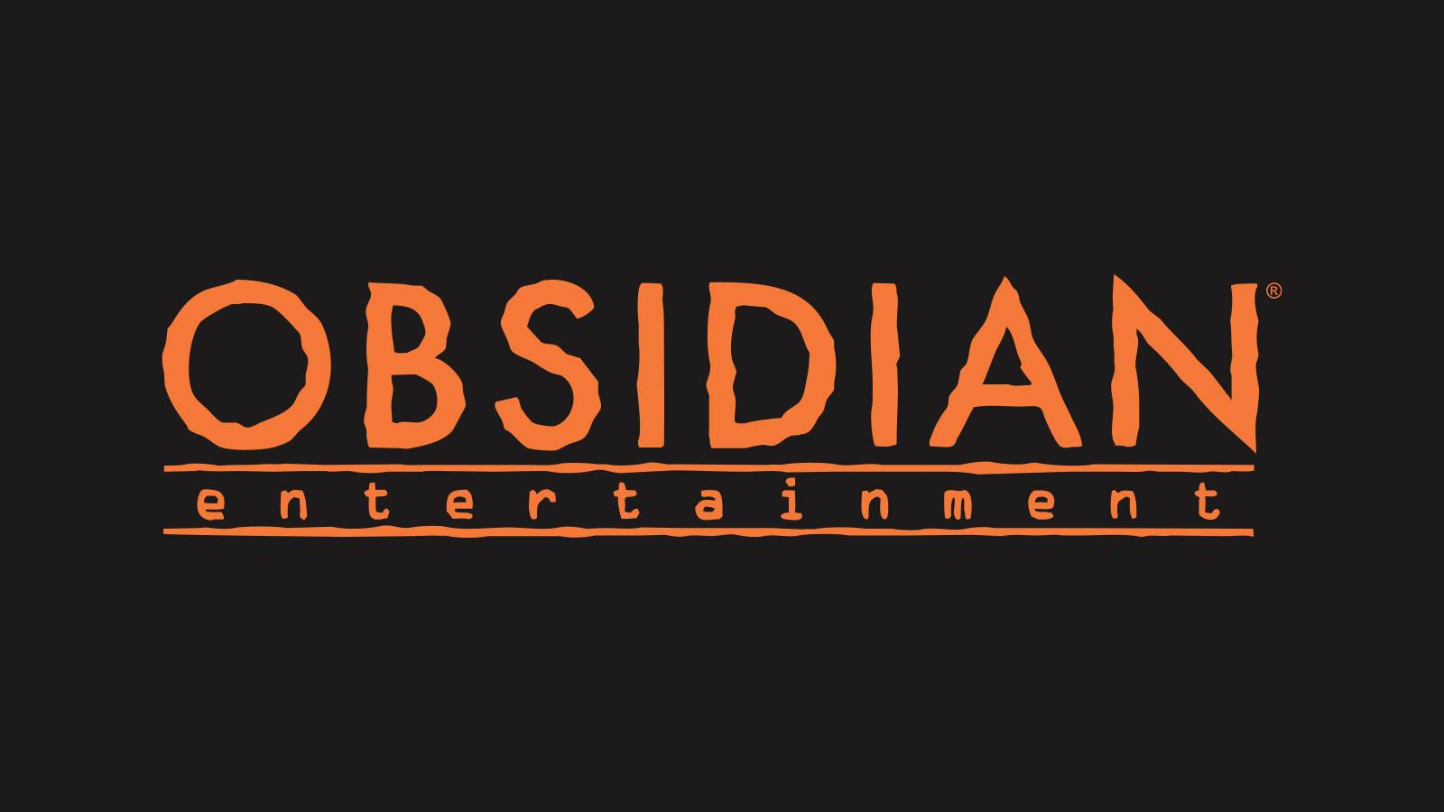 Obsidian Entertainment Crayola Orange on Eerie Black logo