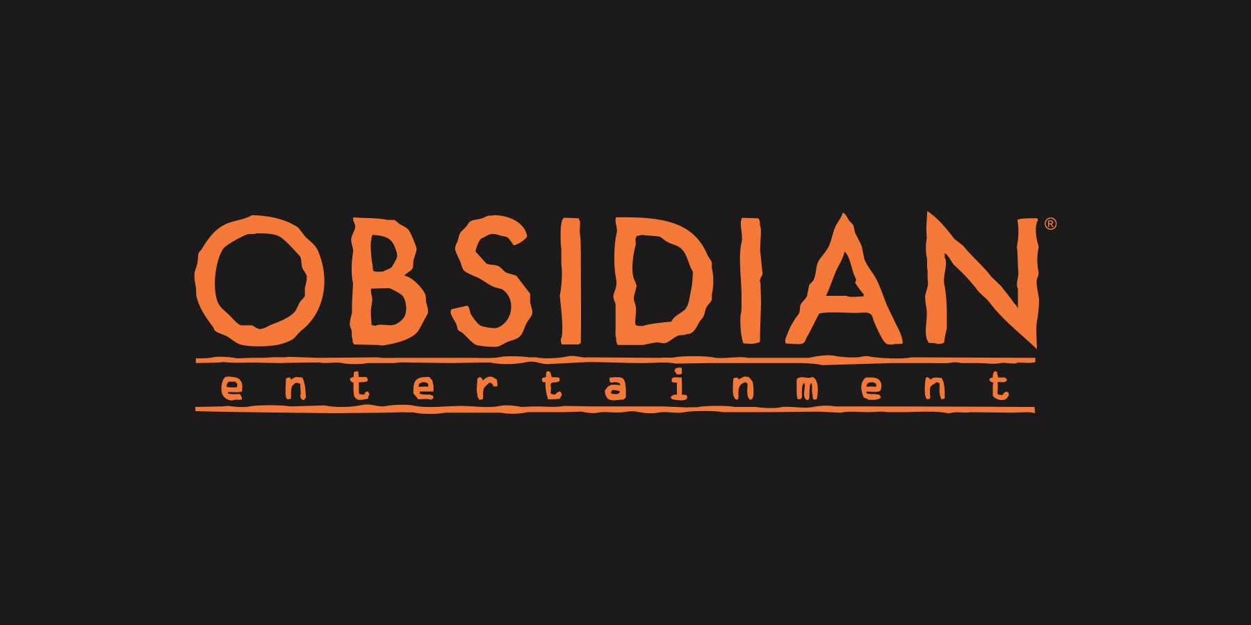 Obsidian Entertainment Crayola Orange on Eerie Black logo