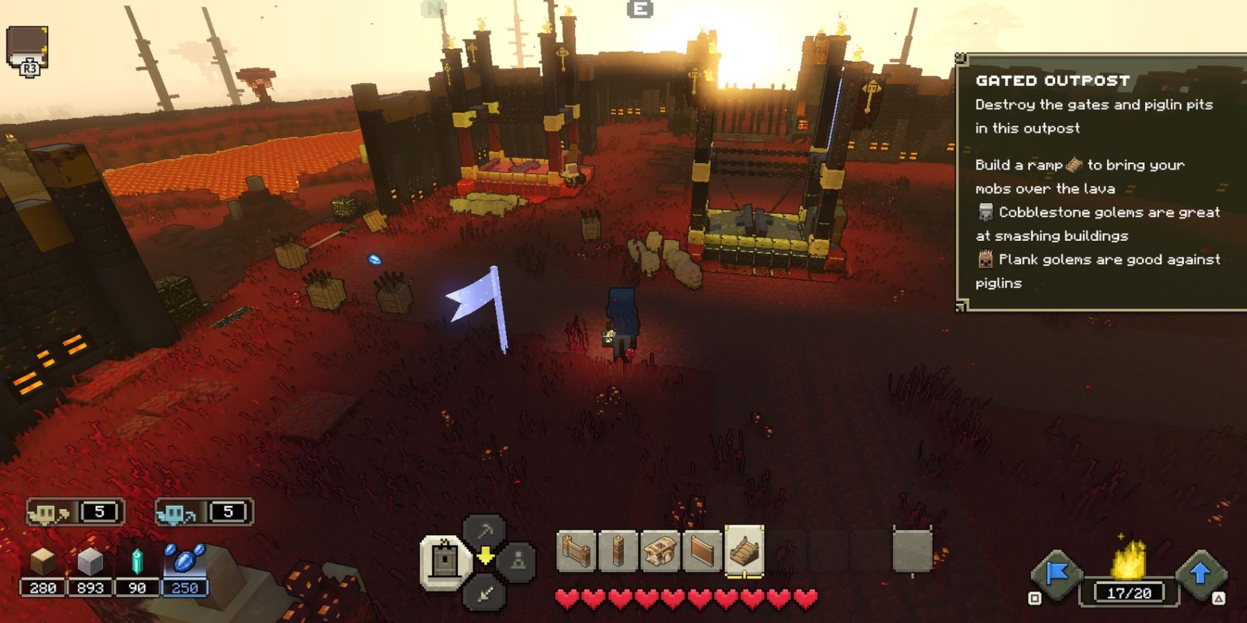 Destroying Piglin Pits in Minecraft Legends