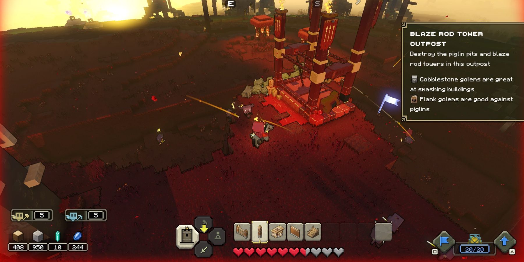Attacking a Piglin Pit in Minecraft Legends