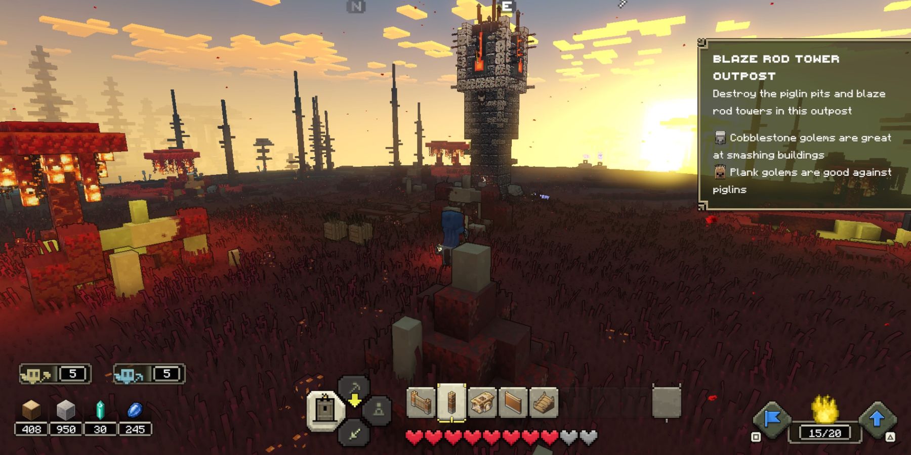 Attacking a Blaze Tower in Minecraft Legends