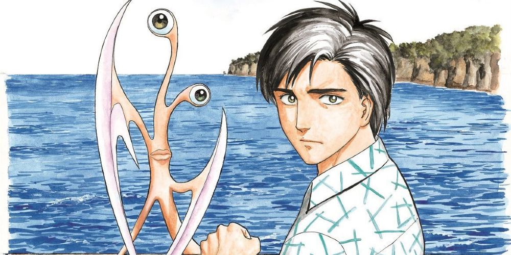 parasyte manga shinichi and migi at water's edge