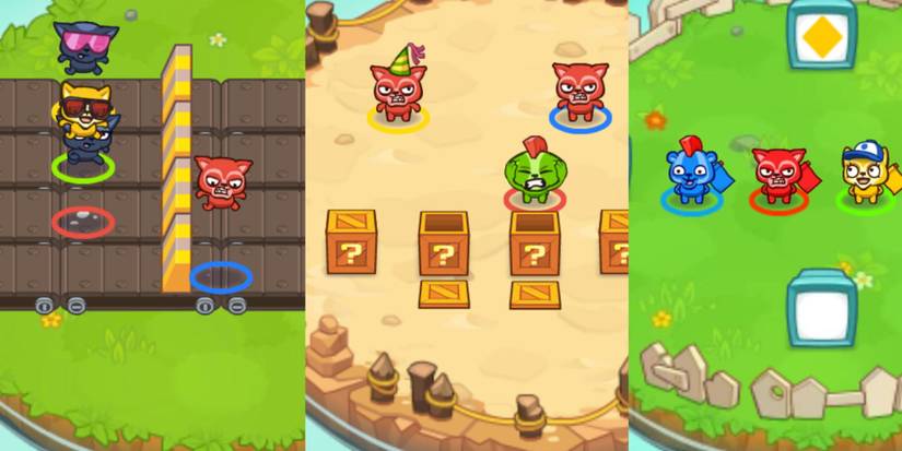 Party Toons collage of different mini-games with animal mascots