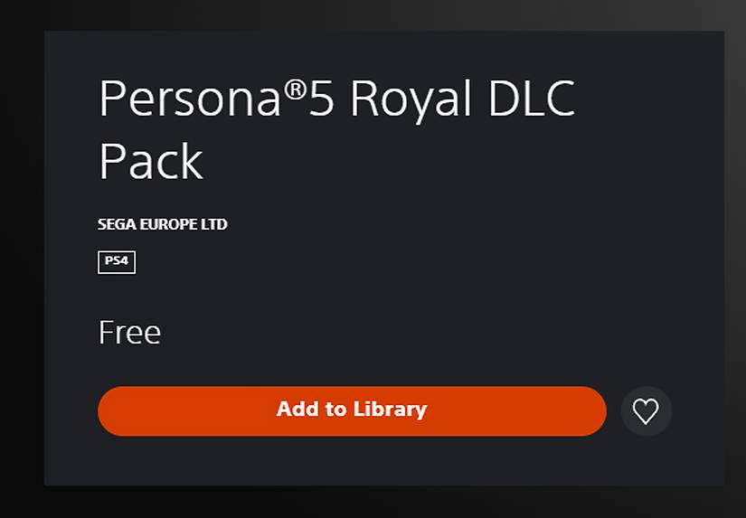 Persona 5 Royal DLC Pack PlayStation Store Free add to library