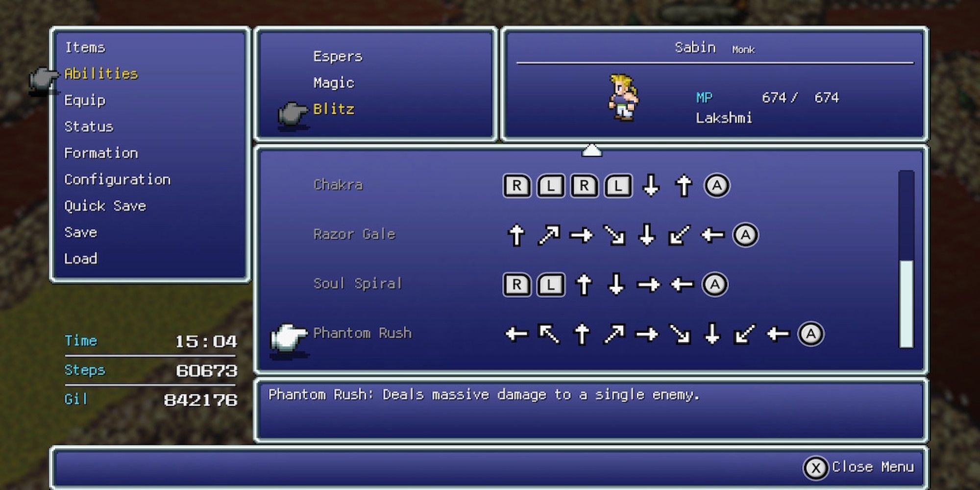 Phantom Rush, Sabin’s ability in Final Fantasy 6