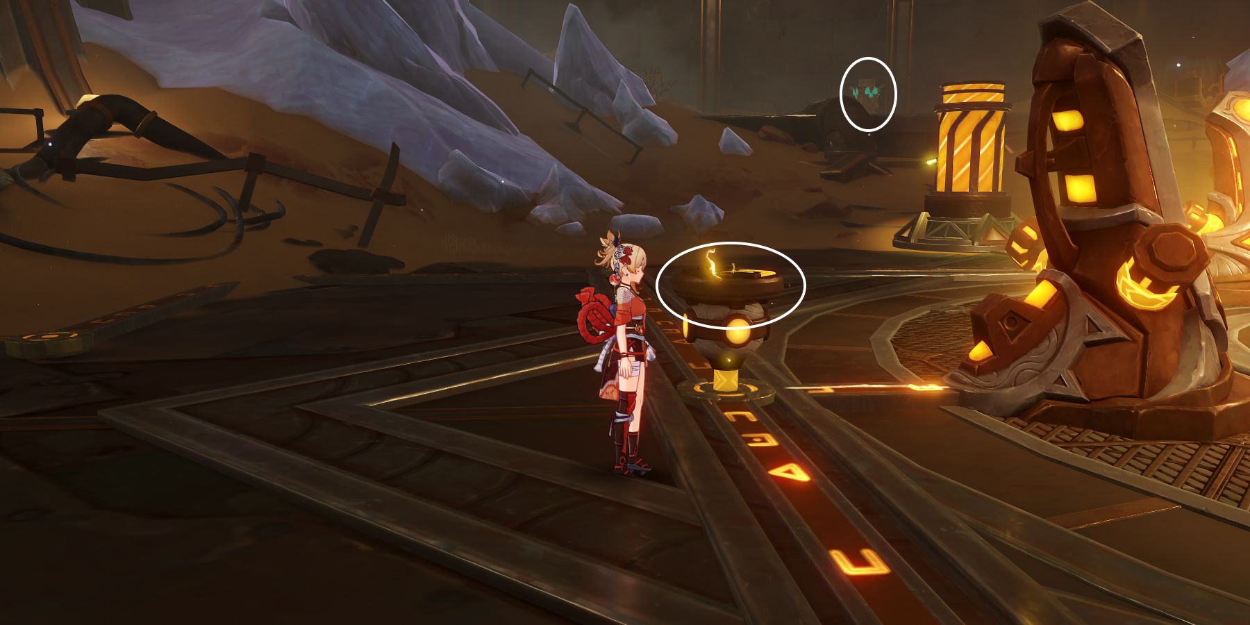 Genshin Impact How To Connect The Three Devices Near The Elevator And