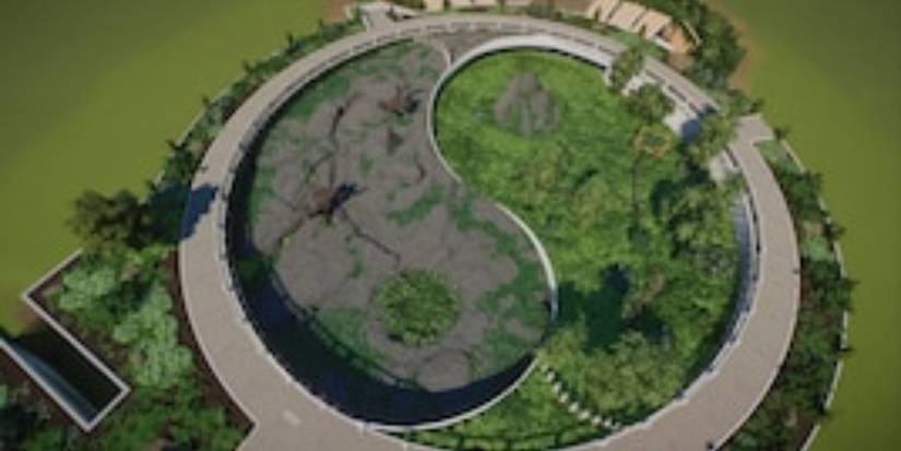 Planet Zoo Yin and Yang Panda Enclosure Blueprint