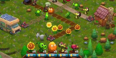 A player defending against zombies in Plants Vs. Zombies: Adventures