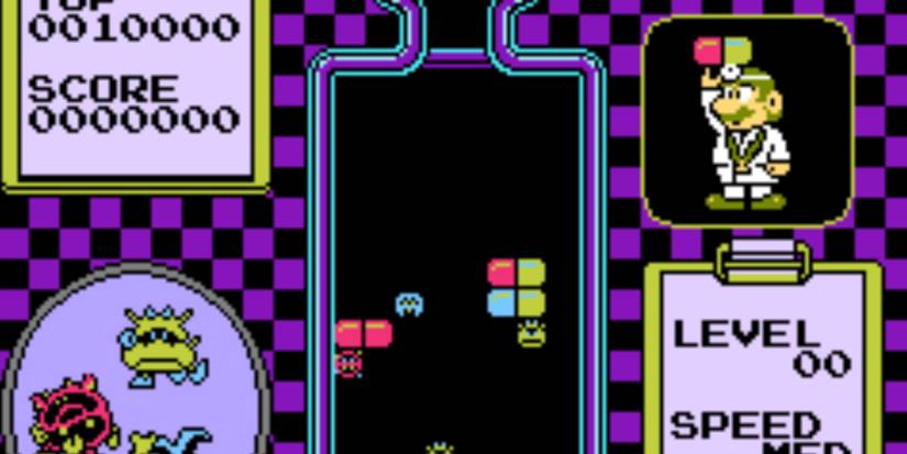 Playing a level in Dr. Mario