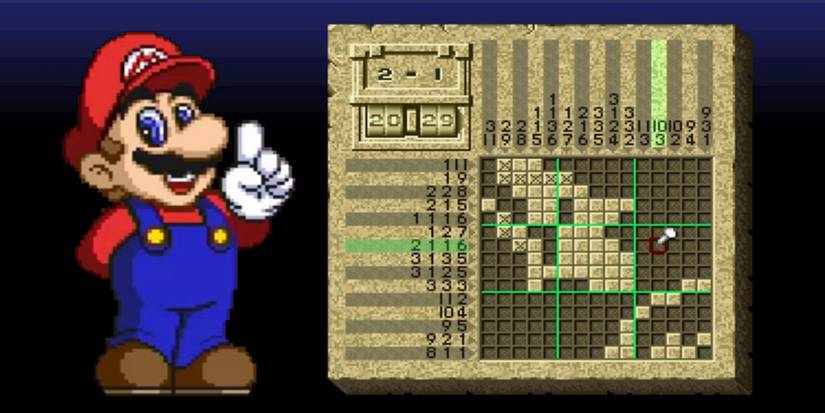 Playing a level in Mario's Super Picross