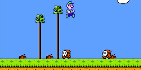 Playing a level as Luigi in Super Mario Bros. 2