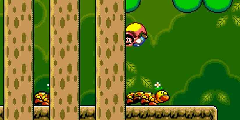 Playing a level in Super Mario World