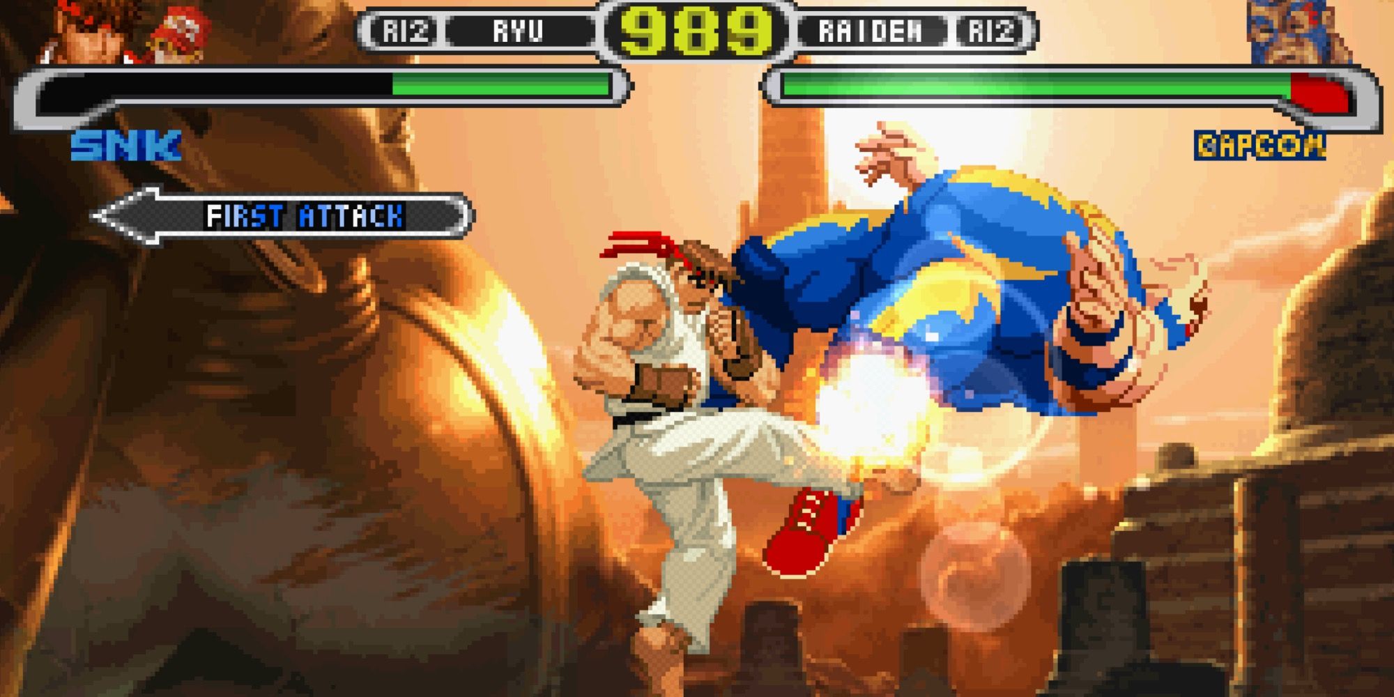 Playing a match in Capcom VS SNK Pro