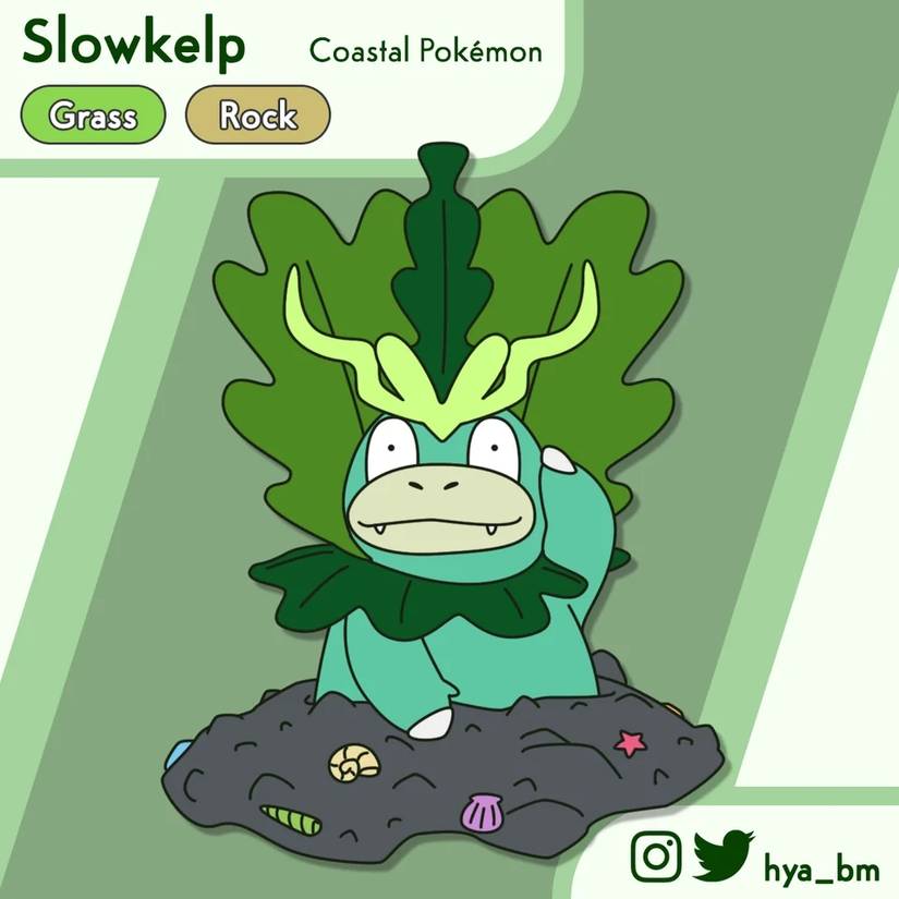 pokemon slowpoke grass regional form fan art slowkelp