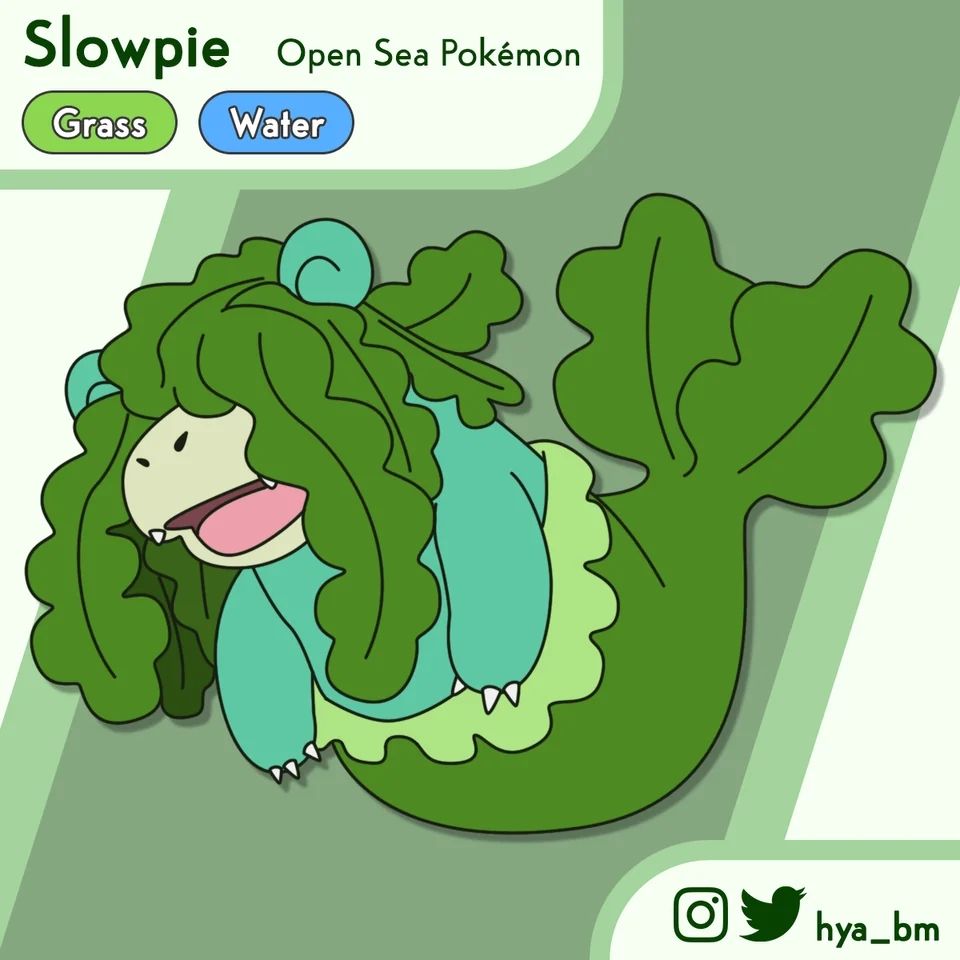 pokemon slowpoke grass regional form fan art slowpie