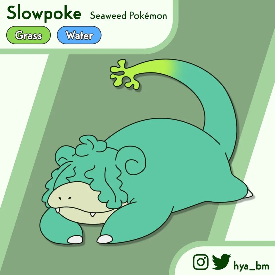 pokemon slowpoke grass regional form fan art