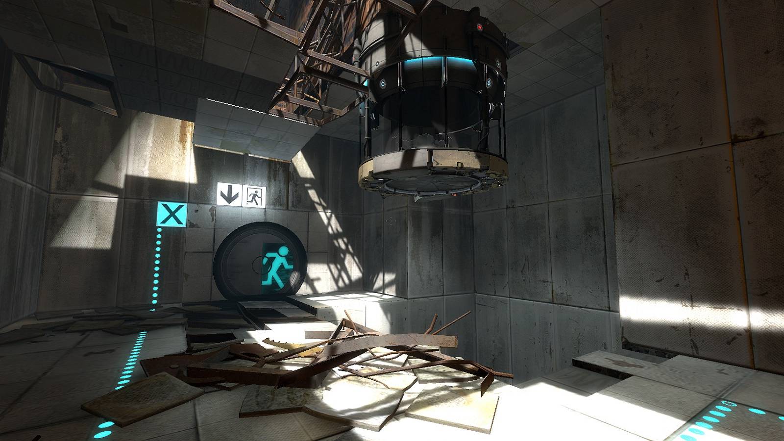 Image from Portal 2 showing one of the earlier test chambers.