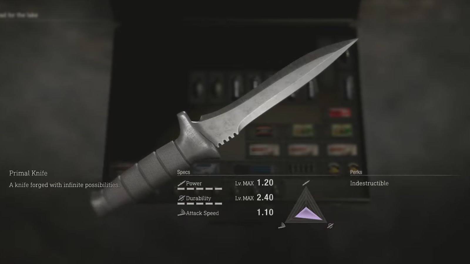 image showing the primal knife in the resident evil 4 remake.