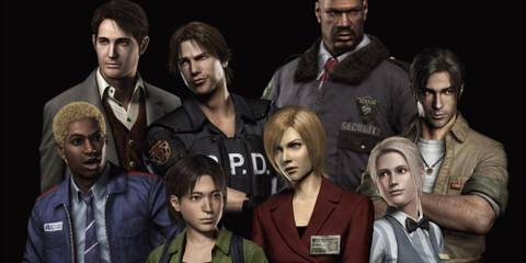 Promo art featuring characters in Resident Evil Outbreak
