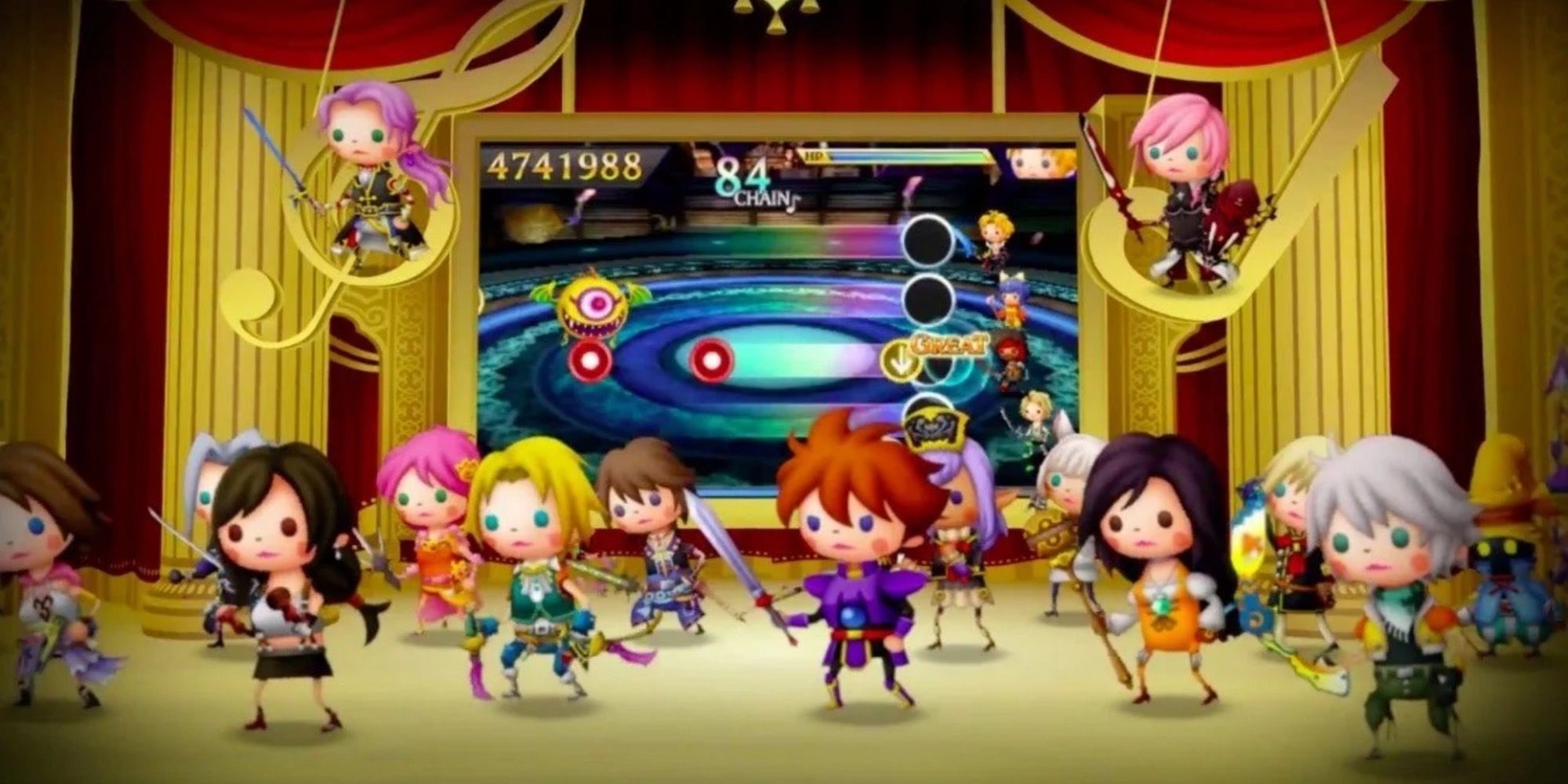 Promo art featuring characters in Theatrhythm Final Fantasy Curtain Call