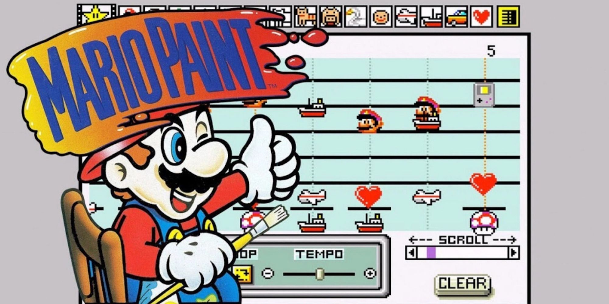Promo art featuring Mario in Mario Paint