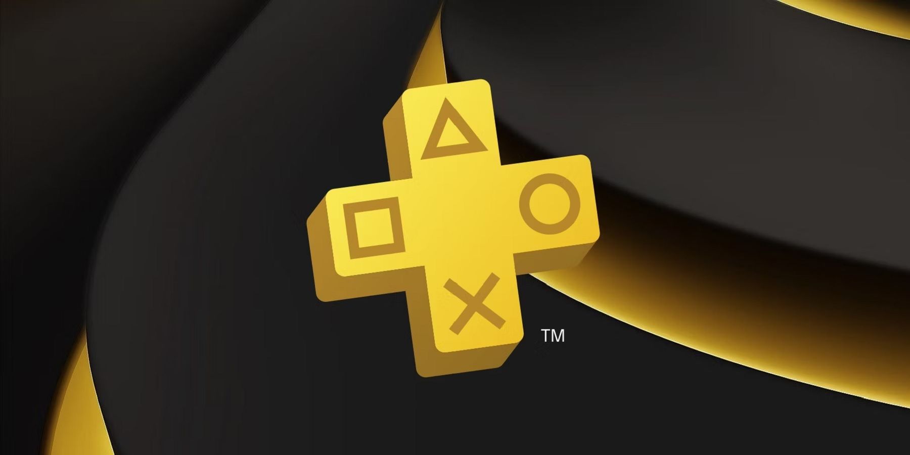 ps plus logo with black and yellow background