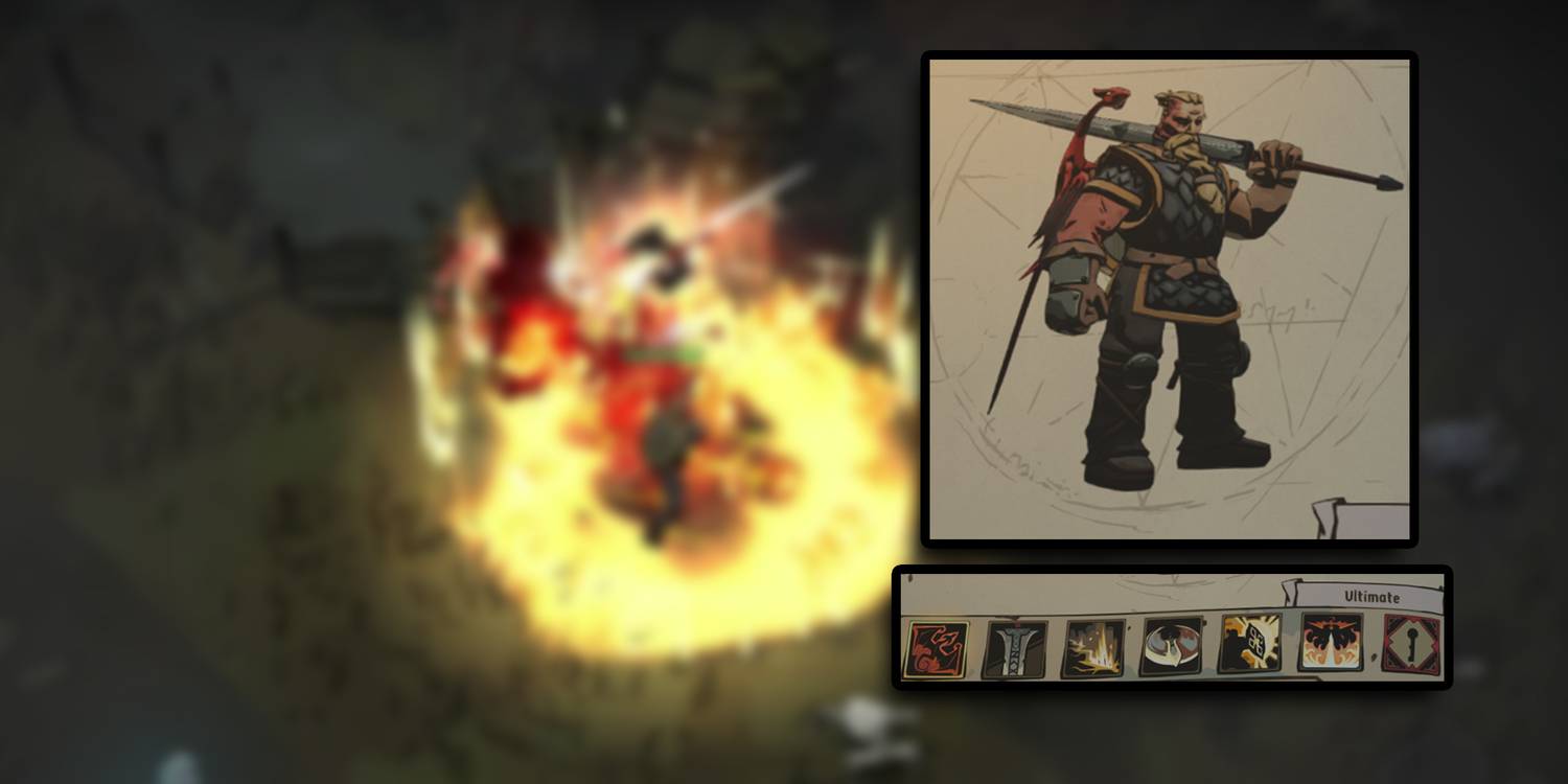 Ravenswatch - Beowulf Screenshot With PNG Of Character And Skills On Top