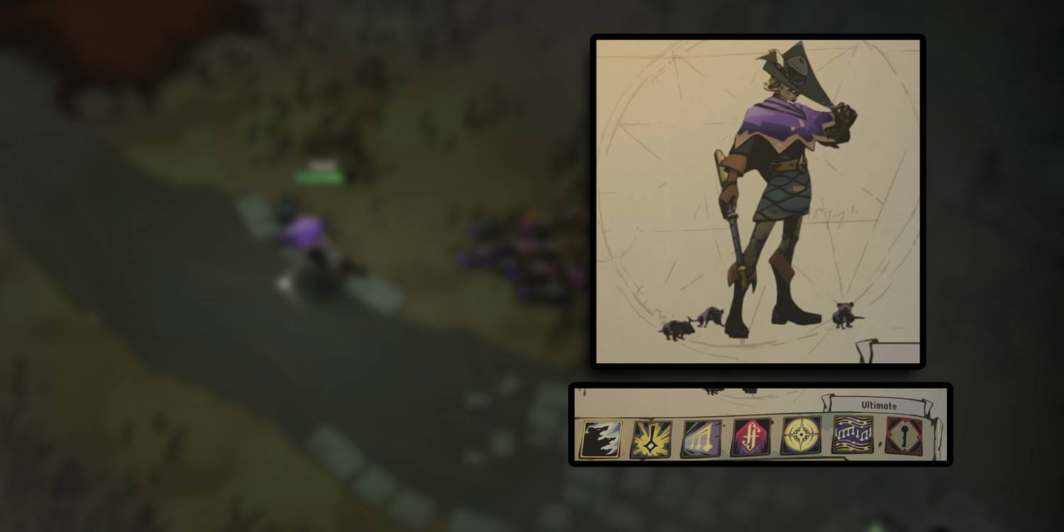 Ravenswatch - Pied Piper Screenshot With PNG Of Character And Skills On Top