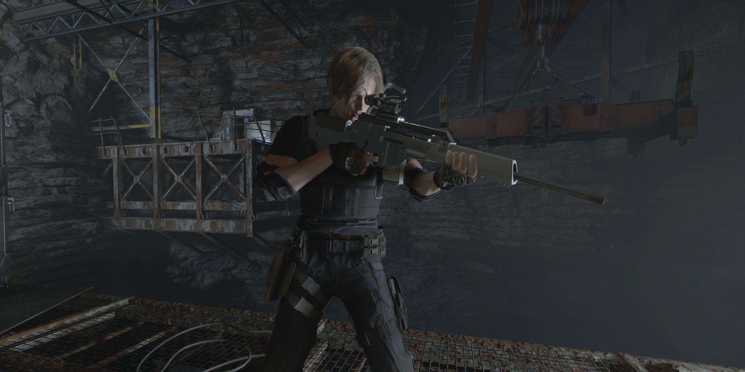 RE4 Remake Leon With Rifle Cropped