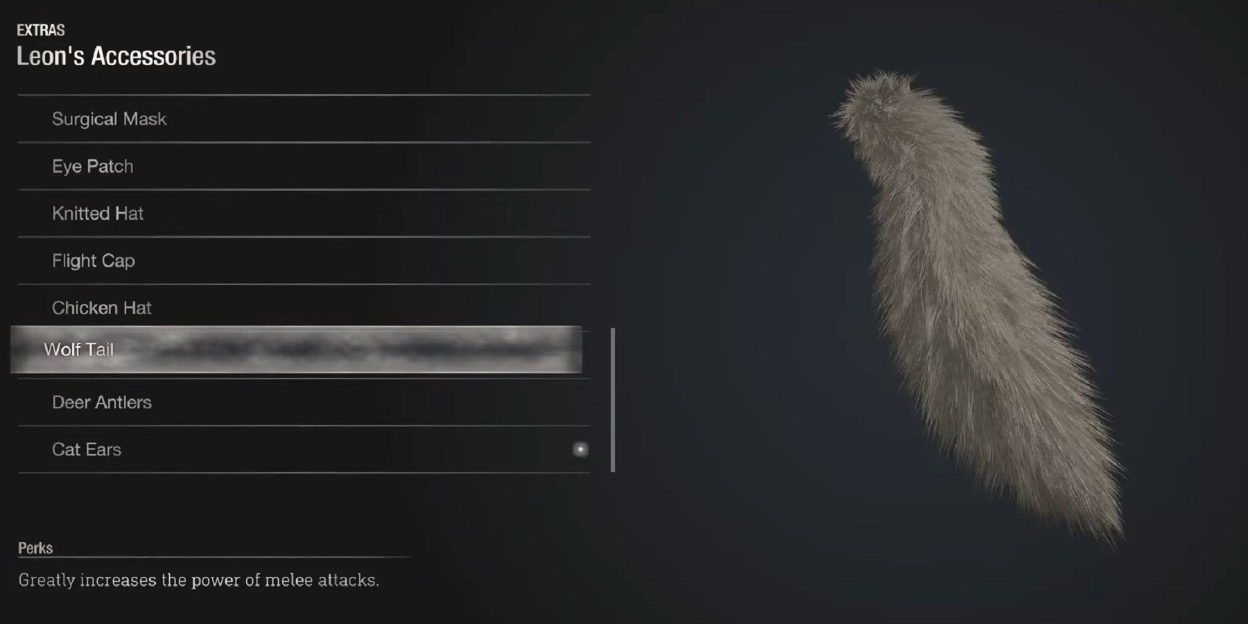 Wolf Tail from Resident Evil 4 Remake.