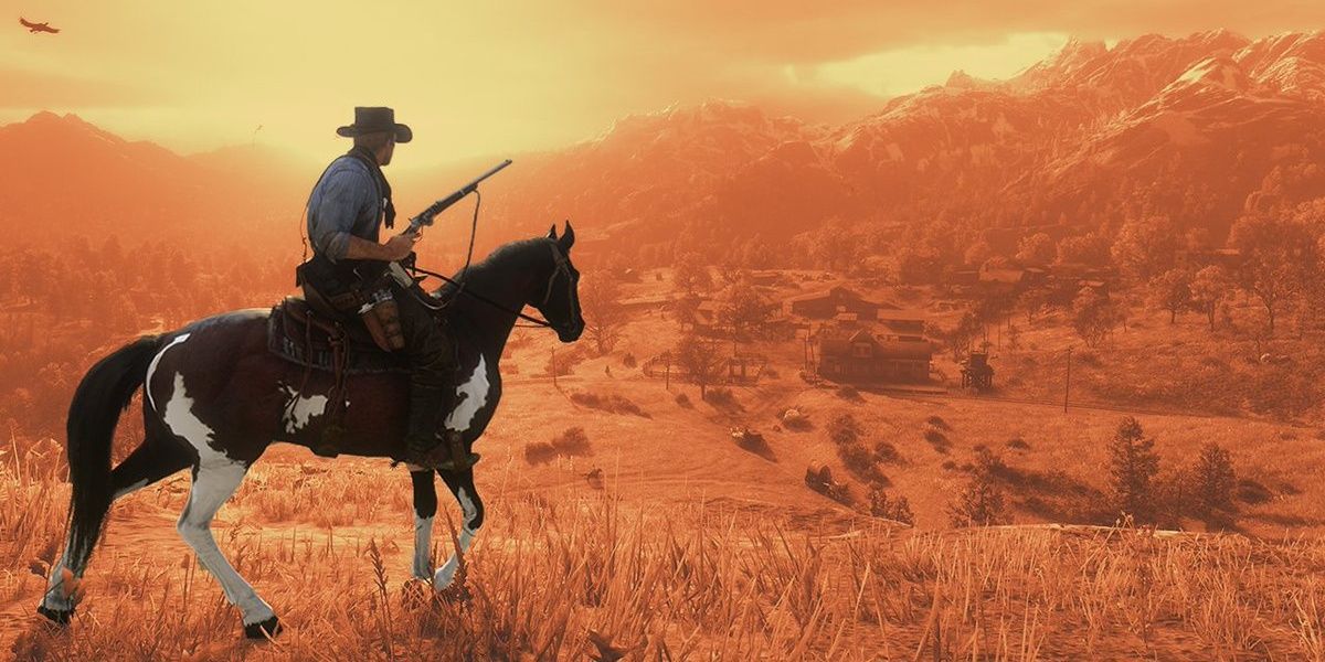 Red Dead Redemption 2 Arthur on a Horse in Cinematic Camera Mode