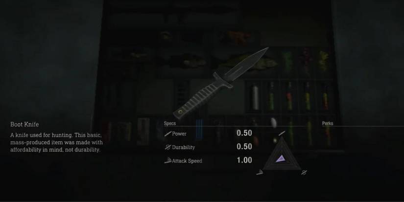 image showing a boot knife in the re4 remake.