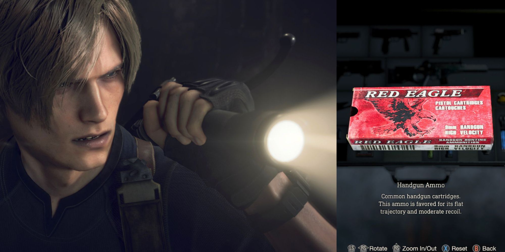 Resident Evil 4 remake Leon Kennedy and handgun ammo