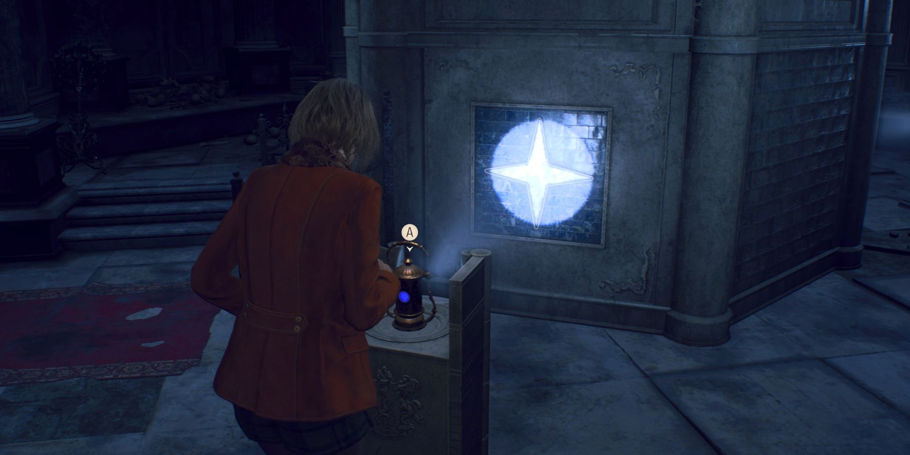 Resident Evil 4 remake mausoleum lantern light puzzle