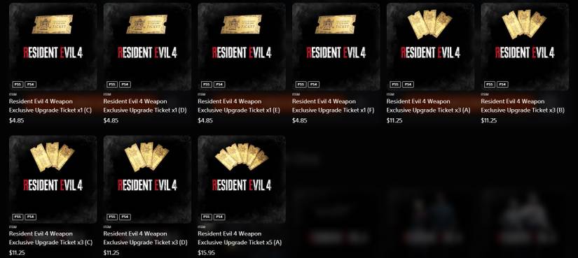 resident evil 4 weapon upgrade tickets
