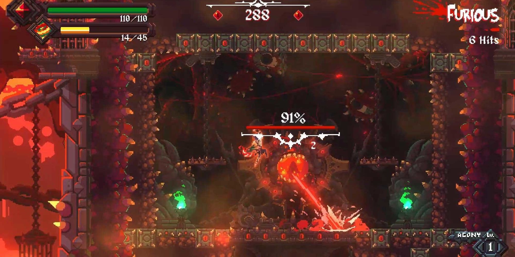 A player attacking a boss in Rising Hell