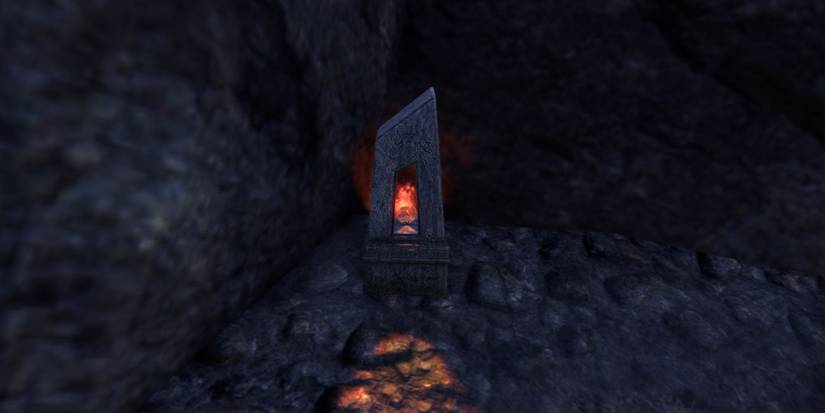A Runestone glowing orange in the Elder Scrolls Online