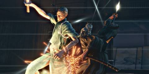 Sekiro - Close Up Of Sekiro Parrying Jinsuke Saze's Attack Away