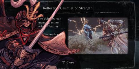 Sekiro - In-Game Genichiro Art PNG Overlaid On Tutorial Popup For Gauntlet of Strength
