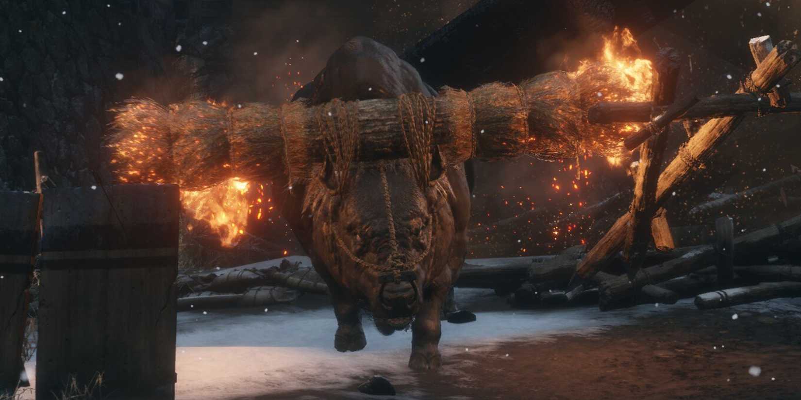 Sekiro Shadows Die Twice - Blazing Bull Charging Toward Camera