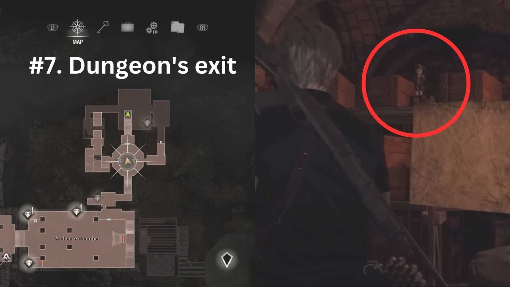 the image shows where to find the seventh clockwork castellan in the re4 remake.